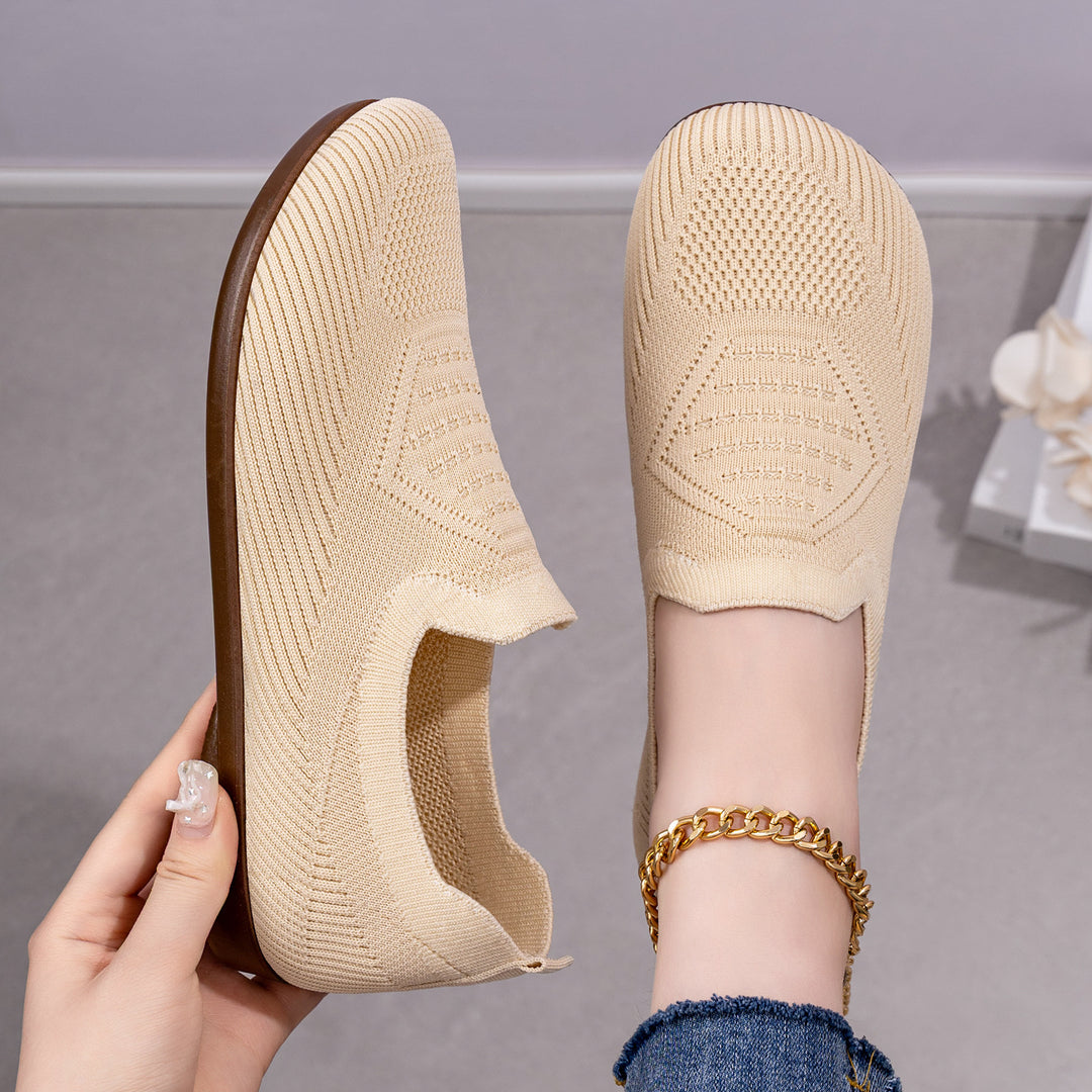 Damen nan gestrickter Komfort-Slip-On Halbschuh mit sockenähnlichem Schaft, gepolstertem Memory-Fußbett und flexibler Leichtlaufsohle Drune