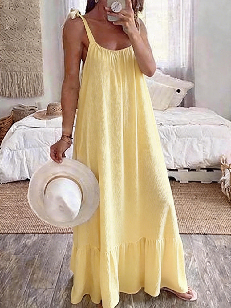 Damen Sommerliches Maxikleid mit Rüschenabschluss Drune