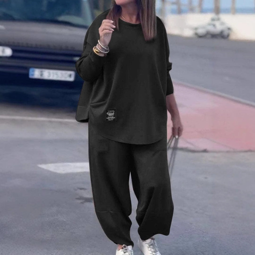 Damen lässiges Wohlfühl-Set mit oversized Oberteil und bequemen Beinen Drune
