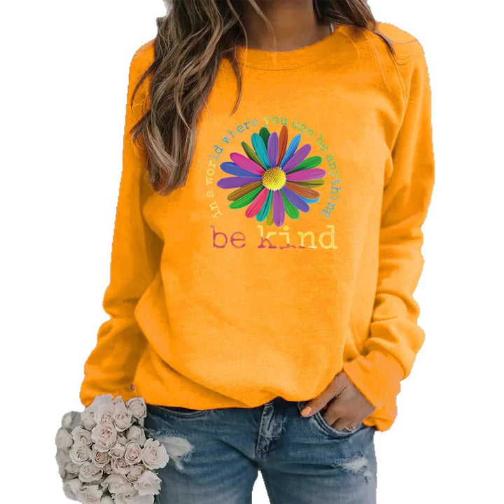 Damen Sweatshirt mit buntem motivierendem Blumen-Design und weicher Innenseite Drune