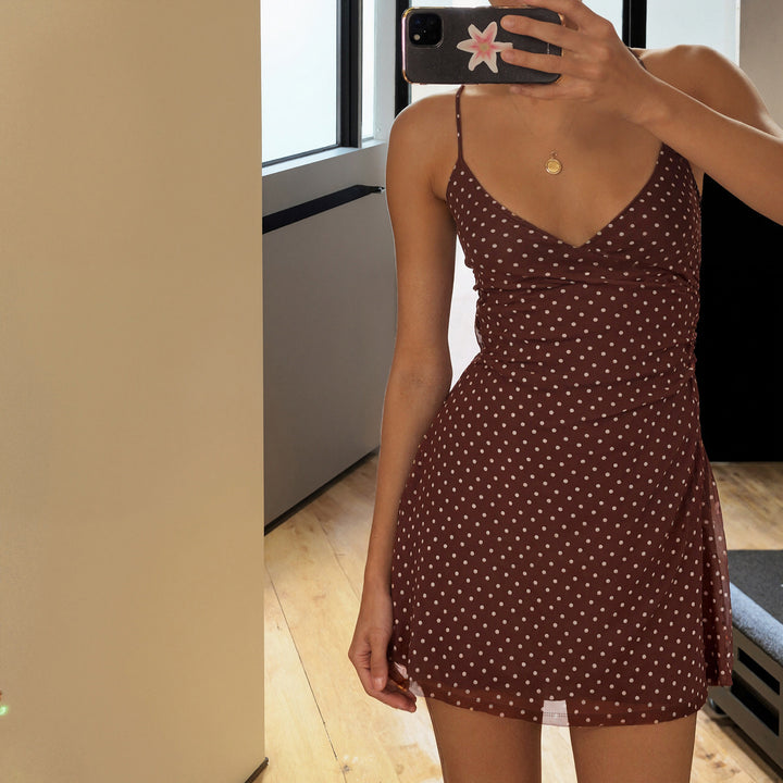 Damen Polka Dots Spaghetti-Trägertop mit leichtem Fall Drune