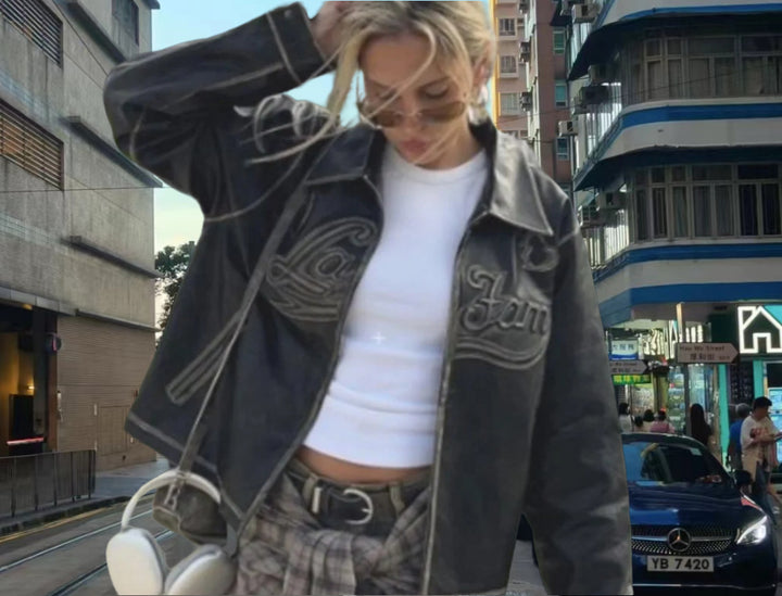 Damen modische Jacke mit trendigen Stickdetails und lässigem Schnitt Drune
