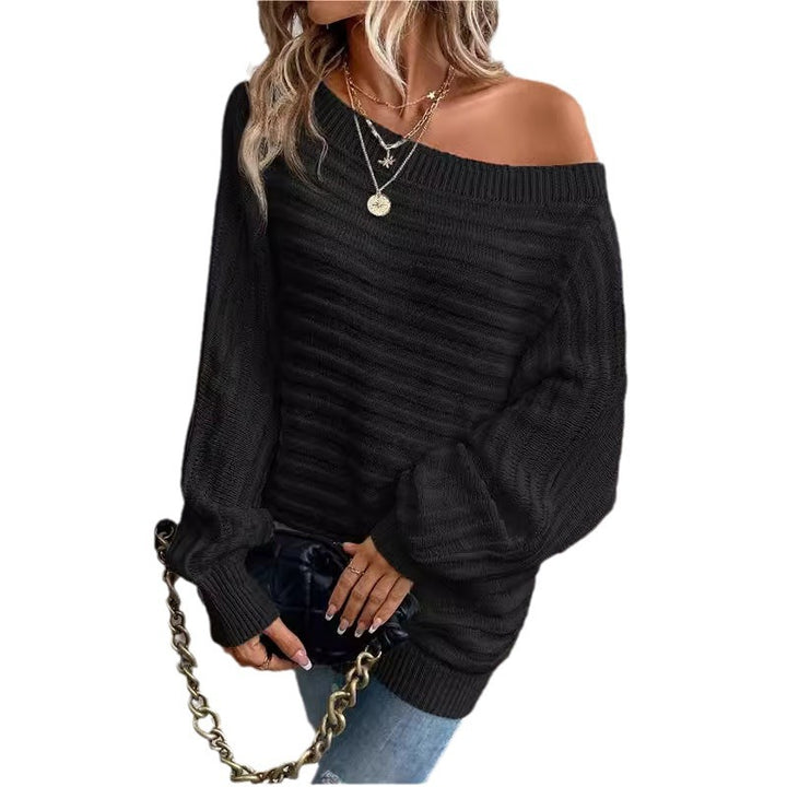 Damen lässiger Strickpullover mit off-shoulder Design und luftiger Ajour-Optik Drune