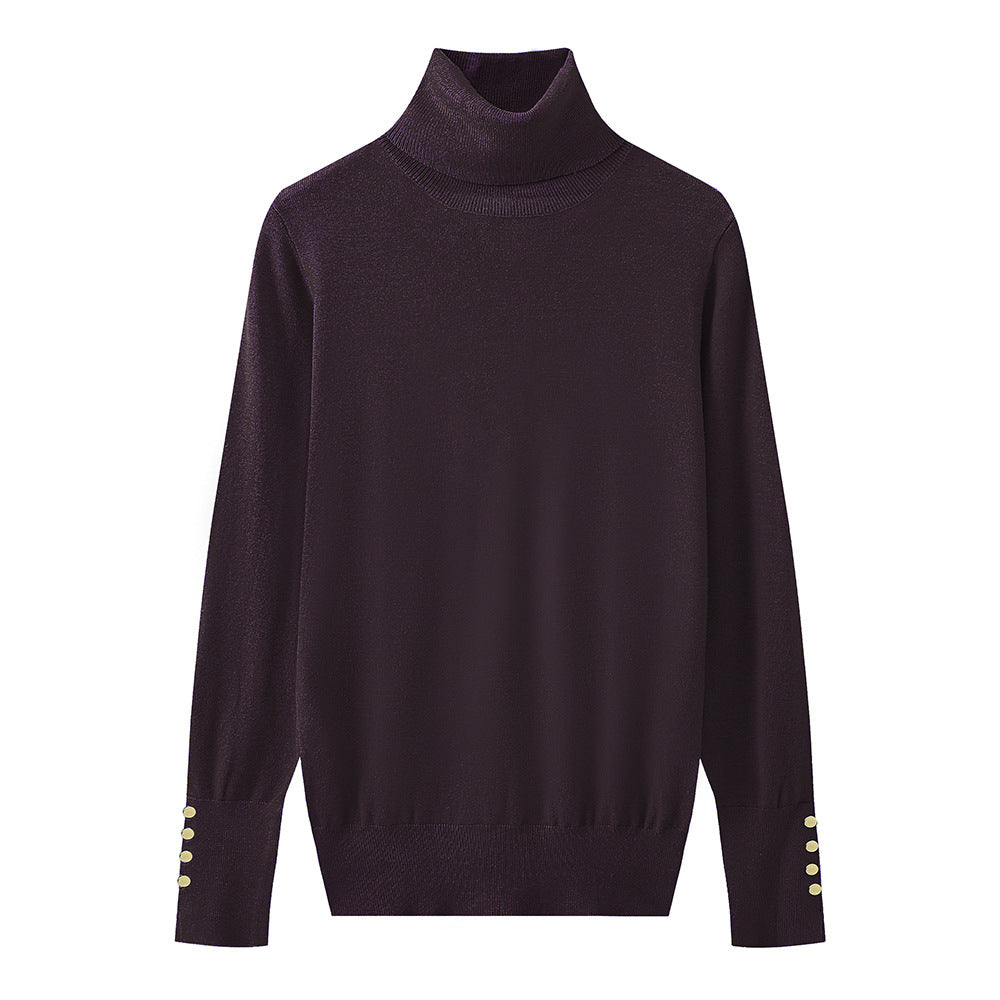 Damen Rollkragenpullover mit eleganten Knopfdetails Drune