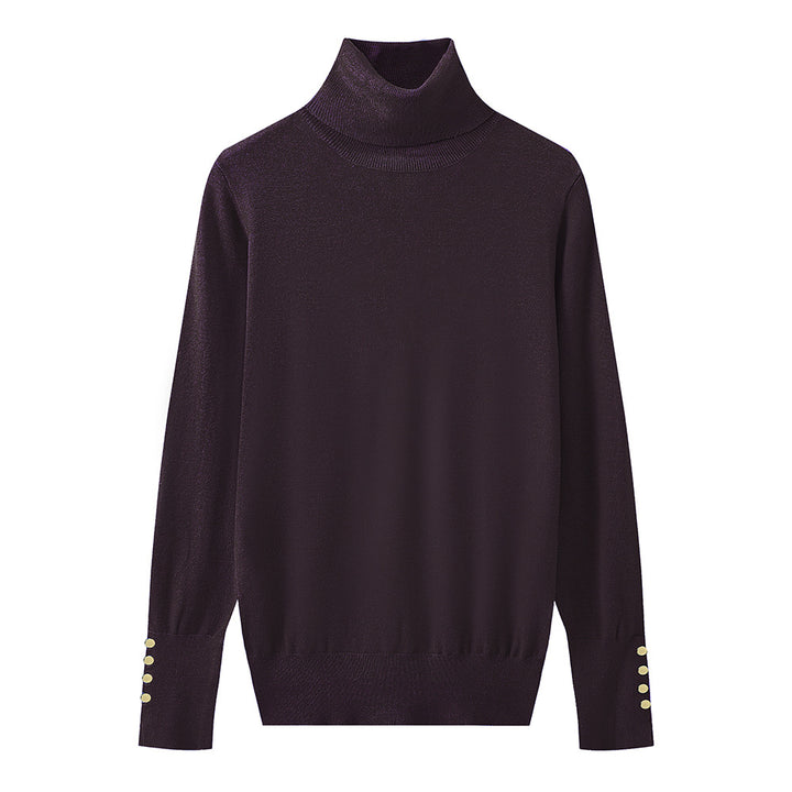 Damen Rollkragenpullover mit eleganten Knopfdetails Drune