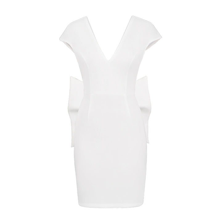 Damen figurbetontes Cocktailkleid mit elegantem V-Ausschnitt und schwingendem Saum Drune