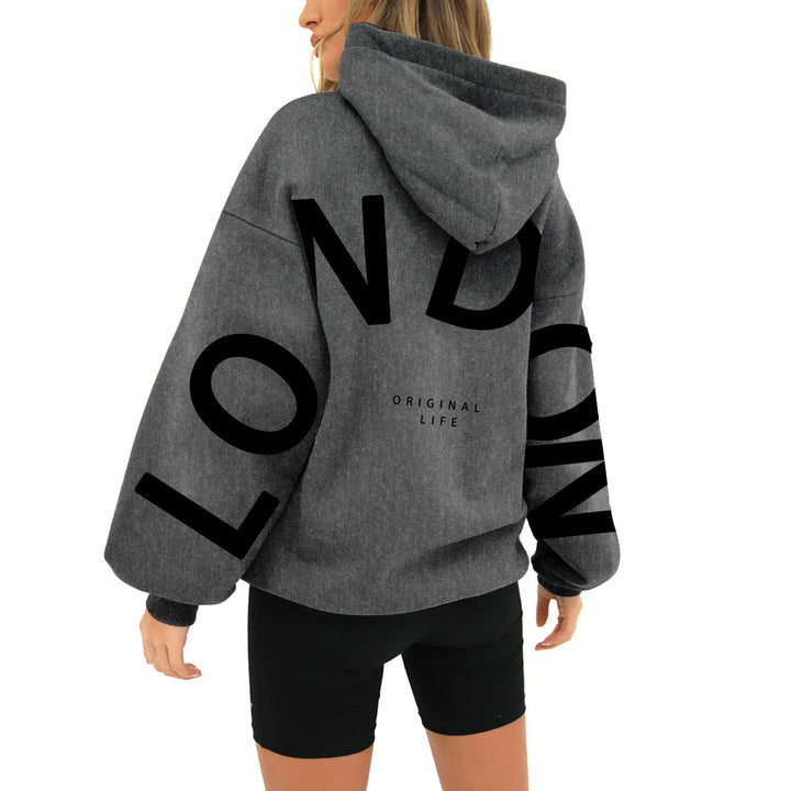 Damen oversized Hoodie mit trendigem London-Print Drune