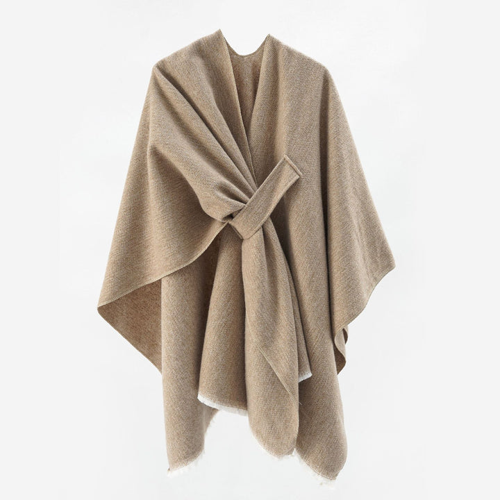 Damen Luxuriöser Oversize Poncho aus hochwertigem Mischgewebe Drune