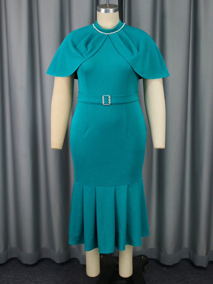 Damen elegantes Abendkleid mit schickem Cape und figurbetonter Silhouette Drune