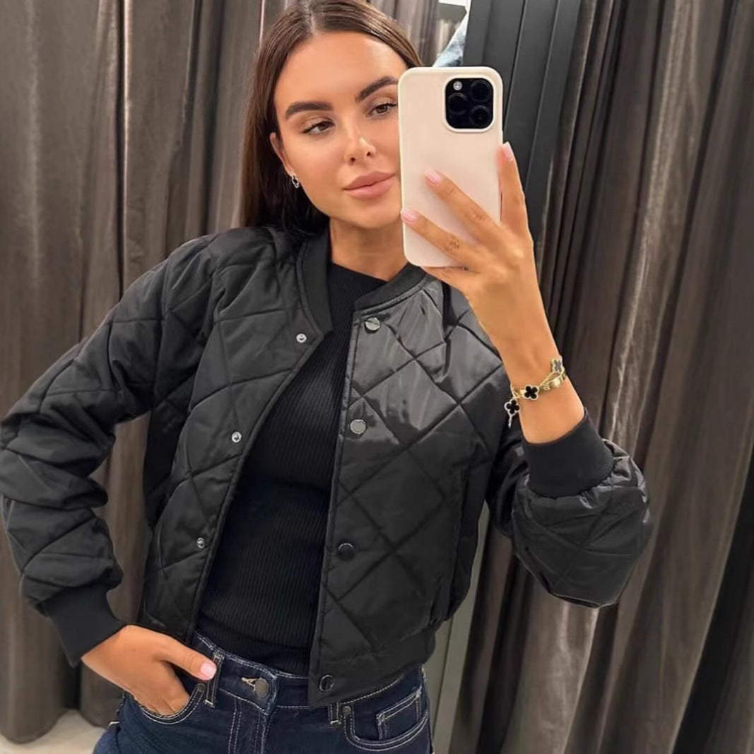 Damen gesteppte Kurzjacke mit praktischem Knopfverschluss Drune
