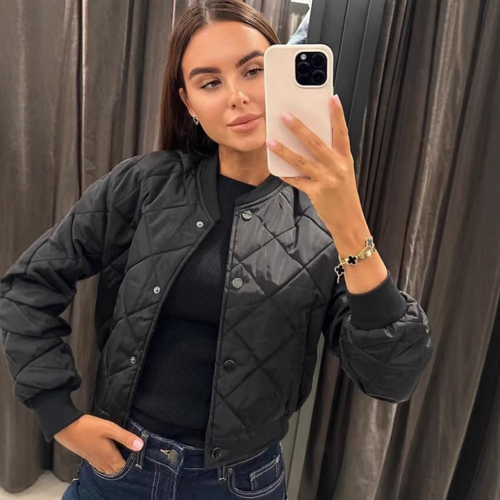 Damen gesteppte Kurzjacke mit praktischem Knopfverschluss Drune