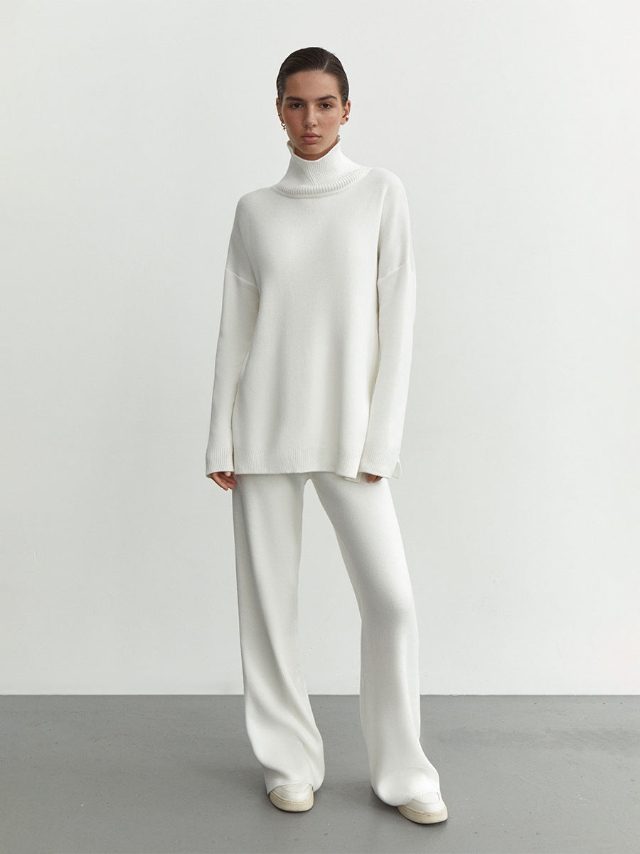 Damen Weit geschnittenes Strick-Pullover-Set mit hohem Kragen und komfortabler Passform Drune
