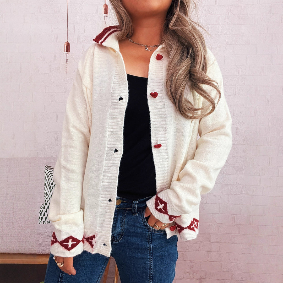 Damen Strickjacke mit kreativem Zopfmuster und modernen Knopfdetails Drune