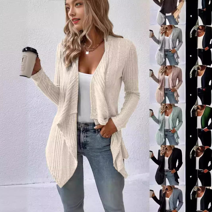 Damen gemütliche Strickjacke mit lässigem Schnitt und asymmetrischem Saum Drune