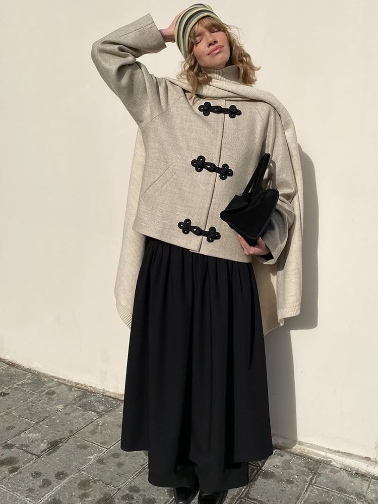 Damen elegante Cabanjacke mit dekorativem Knopfverschluss Drune