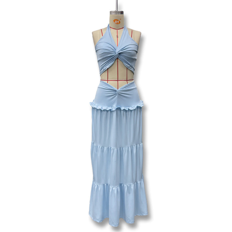 Damen Maxikleid mit raffiniertem Knotendesign und fließendem Rock Drune