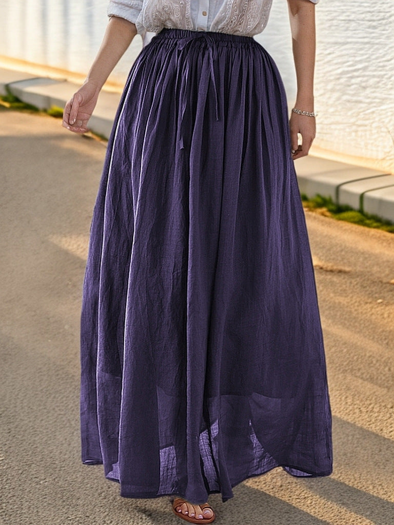 Damen Eleganter Maxirock mit fließendem Schnitt und praktischen Bindebändern Drune