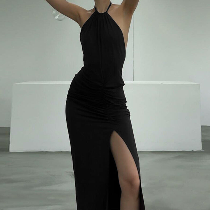 Damen Elegantes Wickelkleid mit schmalem Halterneck und raffinierten Rüschendetails Drune