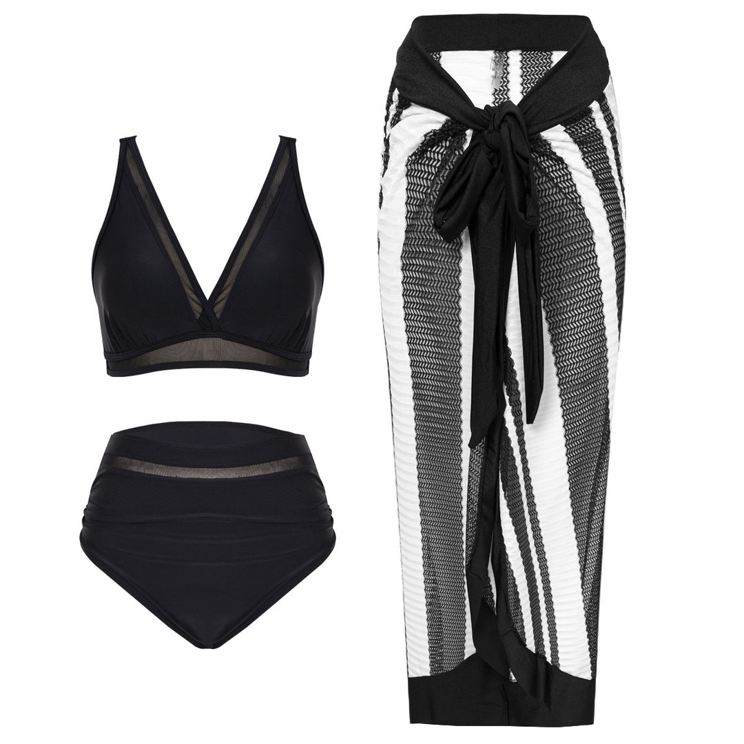 Damen Bikini-Set mit hohem Bund und transparenter Detailverarbeitung Drune