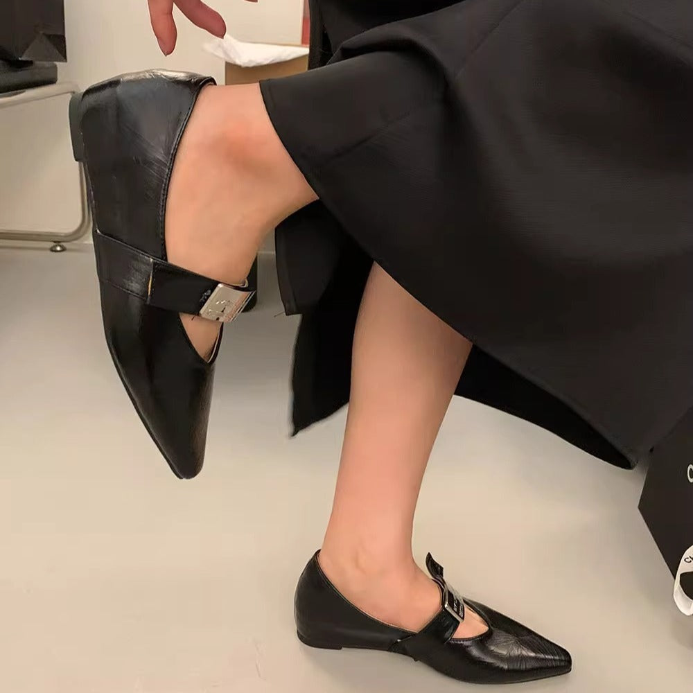 Damen elegante Ballerinas mit stilvollem verstellbarem Riemen Drune