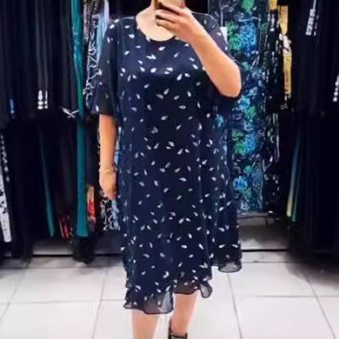 Damen Luftiges Sommerkleid mit floralem Design und chiffonartigem Oberteil Drune