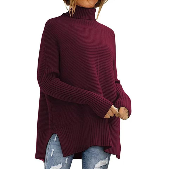 Damen Großer Rollkragenpullover mit feiner Rippstruktur und asymmetrischem Schnitt Drune