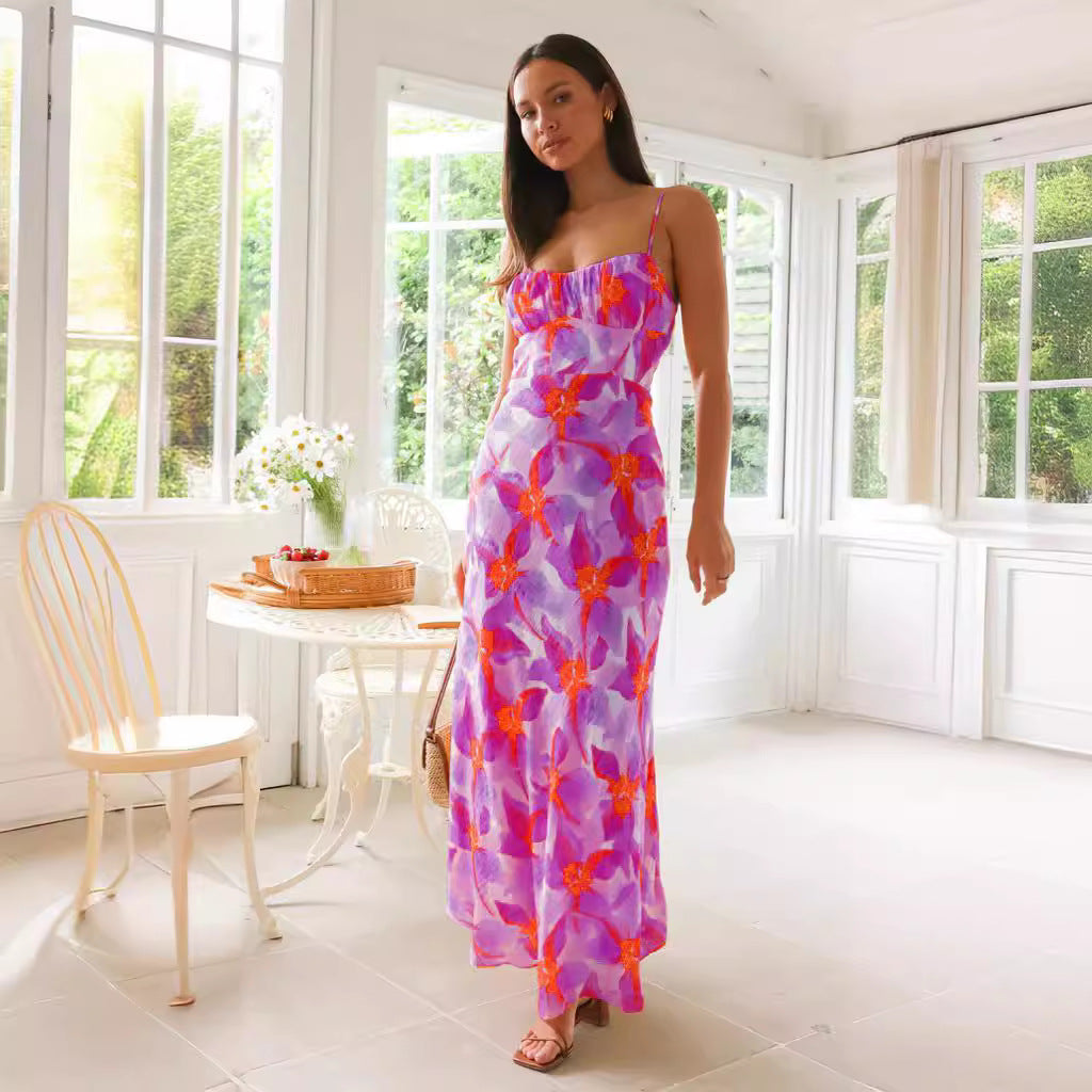Damen Maxikleid mit elegantem Raffdesign und unterstützenden Spaghettiträgern Drune