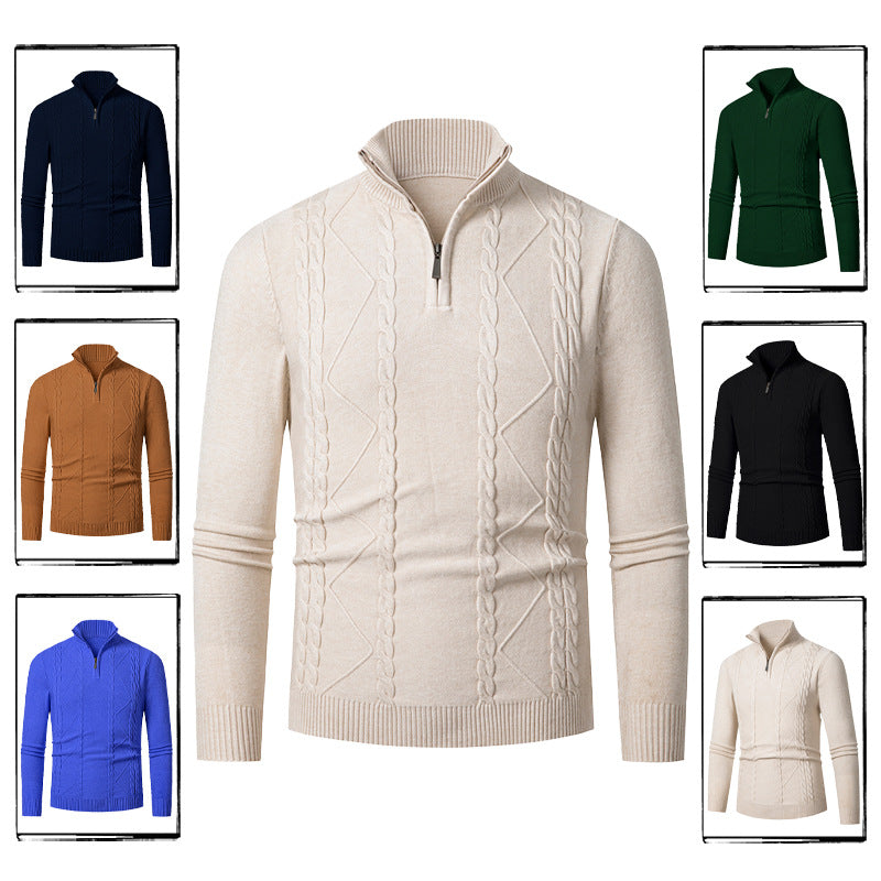 Herren Strickpullover mit Halb-Zip und strukturiertem Muster Drune