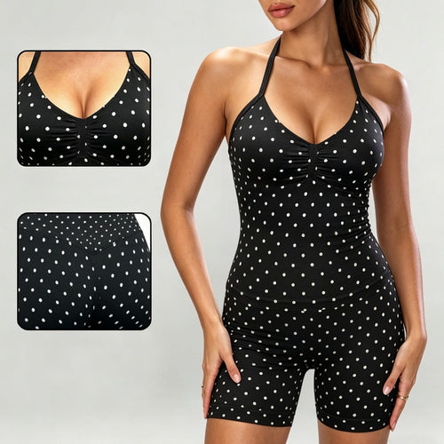 Damen Sportlicher Jumpsuit mit Raffungen und verstellbaren Trägern Drune
