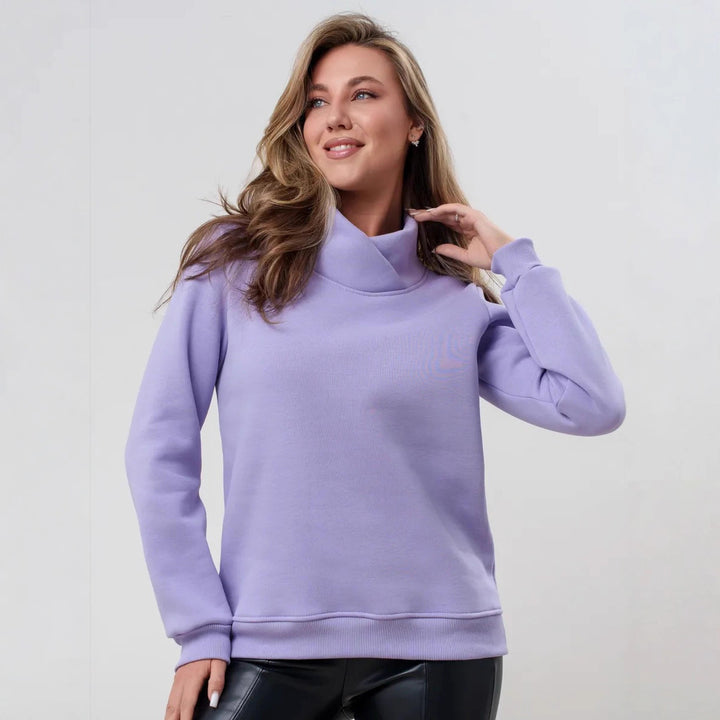 Damen lässiger Pullover mit modernem Stehkragen und hochwertiger Baumwolle Drune