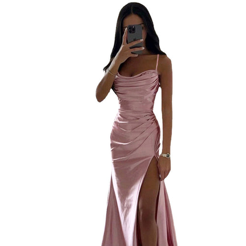 Damen Maxikleid mit schickem Seitenschnitt und eleganter Drapierung Drune
