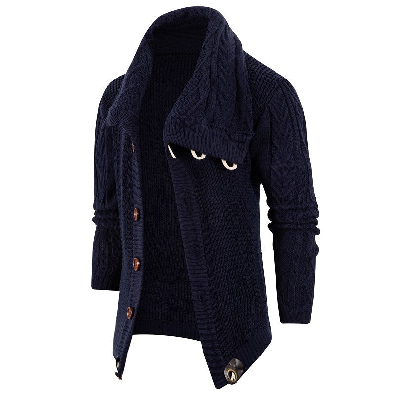 Herren Grobstrick Strickjacke mit umschlagbarem Halsausschnitt Drune