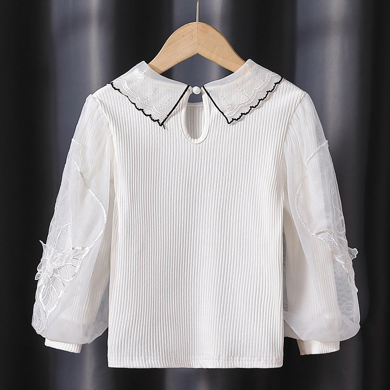 Damen gemütliches Sweatshirt mit transparenten Puffärmeln Drune