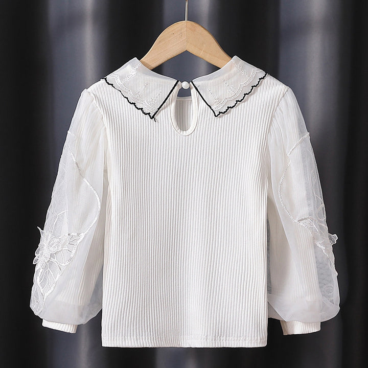 Damen gemütliches Sweatshirt mit transparenten Puffärmeln Drune