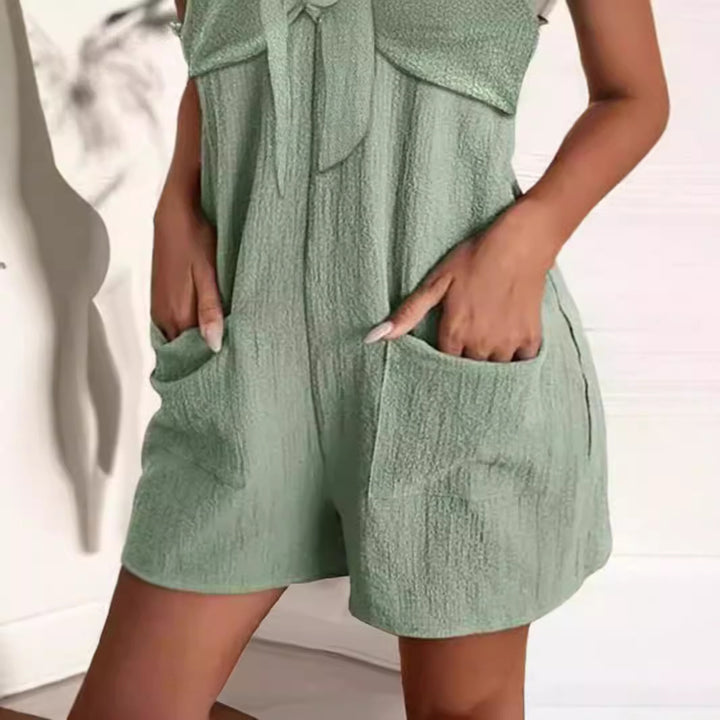 Damen Verspielter Sommer Jumpsuit mit dekorativen Trägern und Taschen Drune