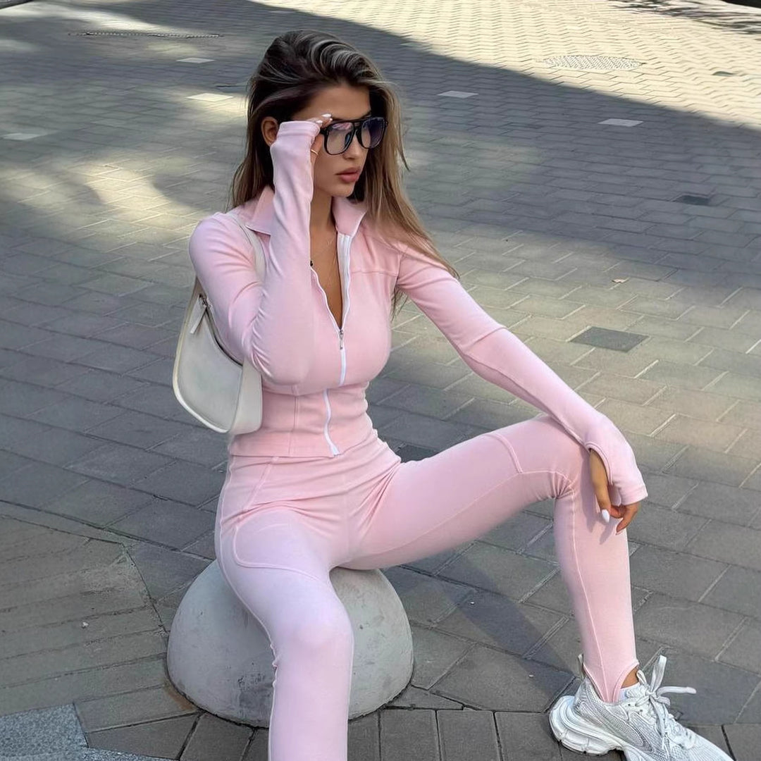 Damen Sportlicher Jumpsuit mit hoch schließendem Kragen und praktischen Reißverschluss-Detail Drune