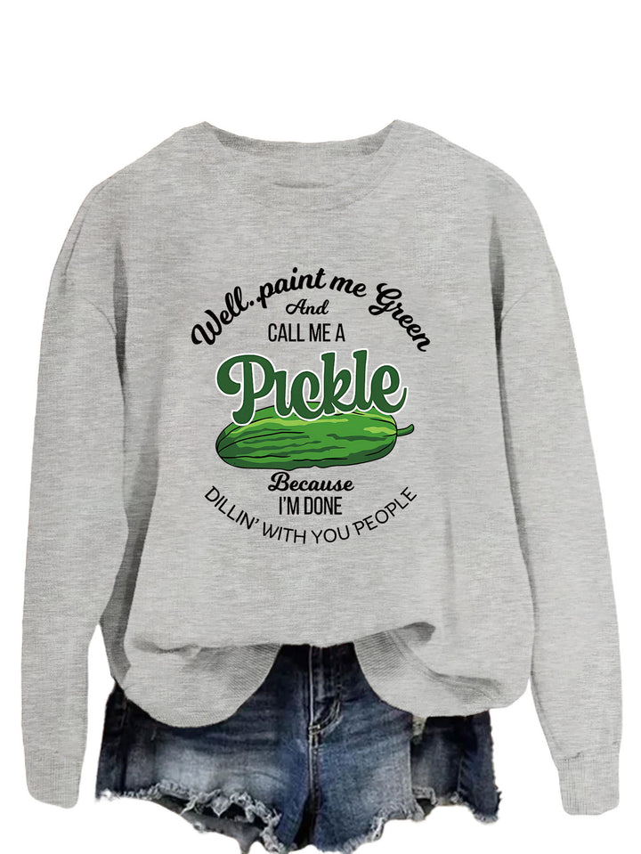 Damen Sweatshirt mit witzigem Gurkenmotiv und kreativem Druck Drune