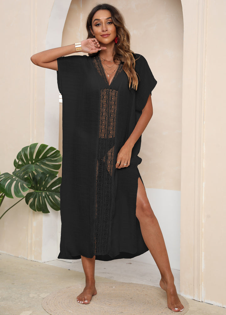 Damen eleganter Strandüberwurf mit Häkelakzenten Drune