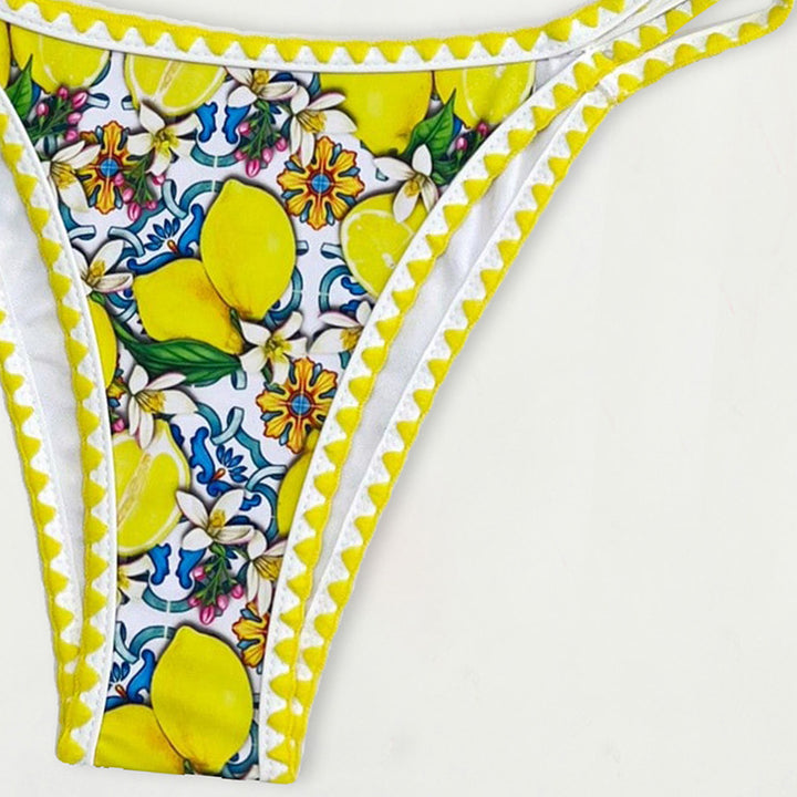 Damen Triangel-Bikini mit fröhlichem Zitrusmuster Drune