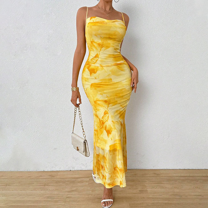 Damen Maxikleid mit schulterfreien Trägern und floralem Muster Drune