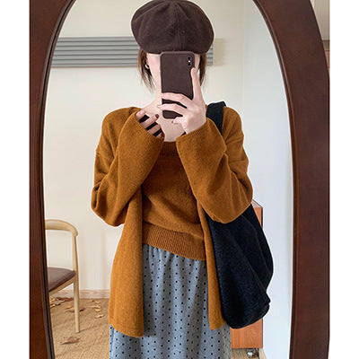 Damen lässiger Strickcardigan mit offenen Ärmeln und bequemer Passform Drune