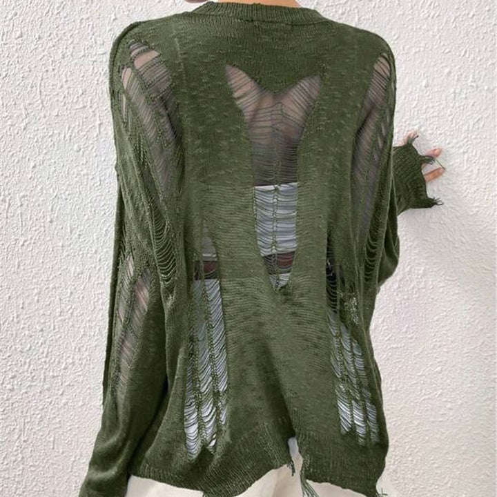 Damen Oversized Strickpullover mit modischen Cut-Outs Drune