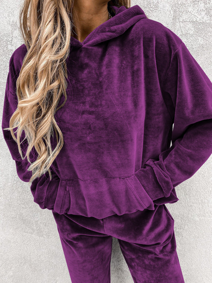 Damen Fleece-Jogginganzug mit hochgezogenem Kragen und elastischen Bündchen Drune