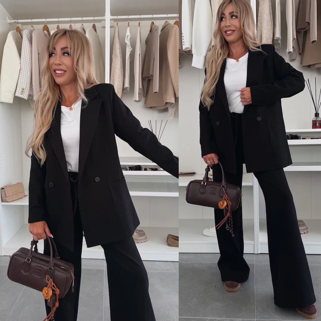 Damen elegantes und modisches Blazer-Set mit weitem Hosen Drune