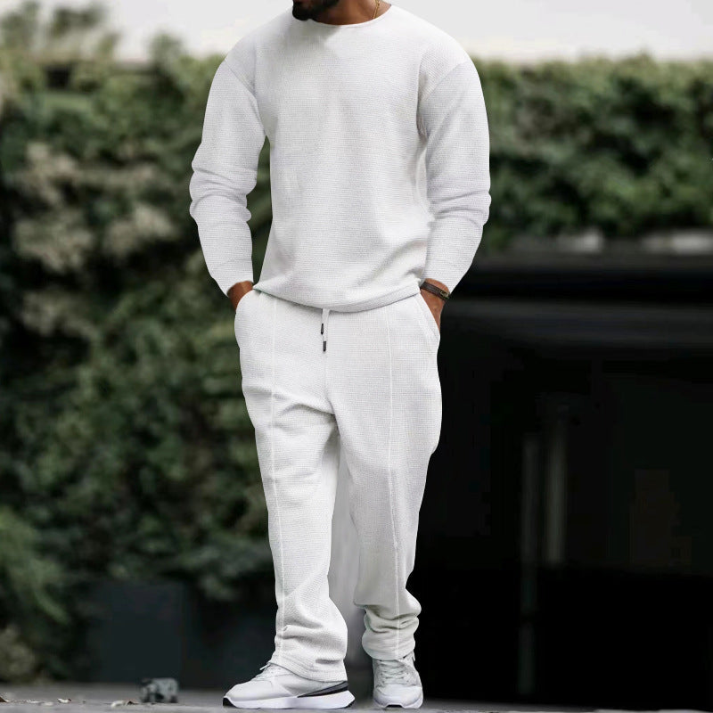 Herren lässiges Sweatshirt und Jogginghose Set mit strukturiertem Stoff Drune