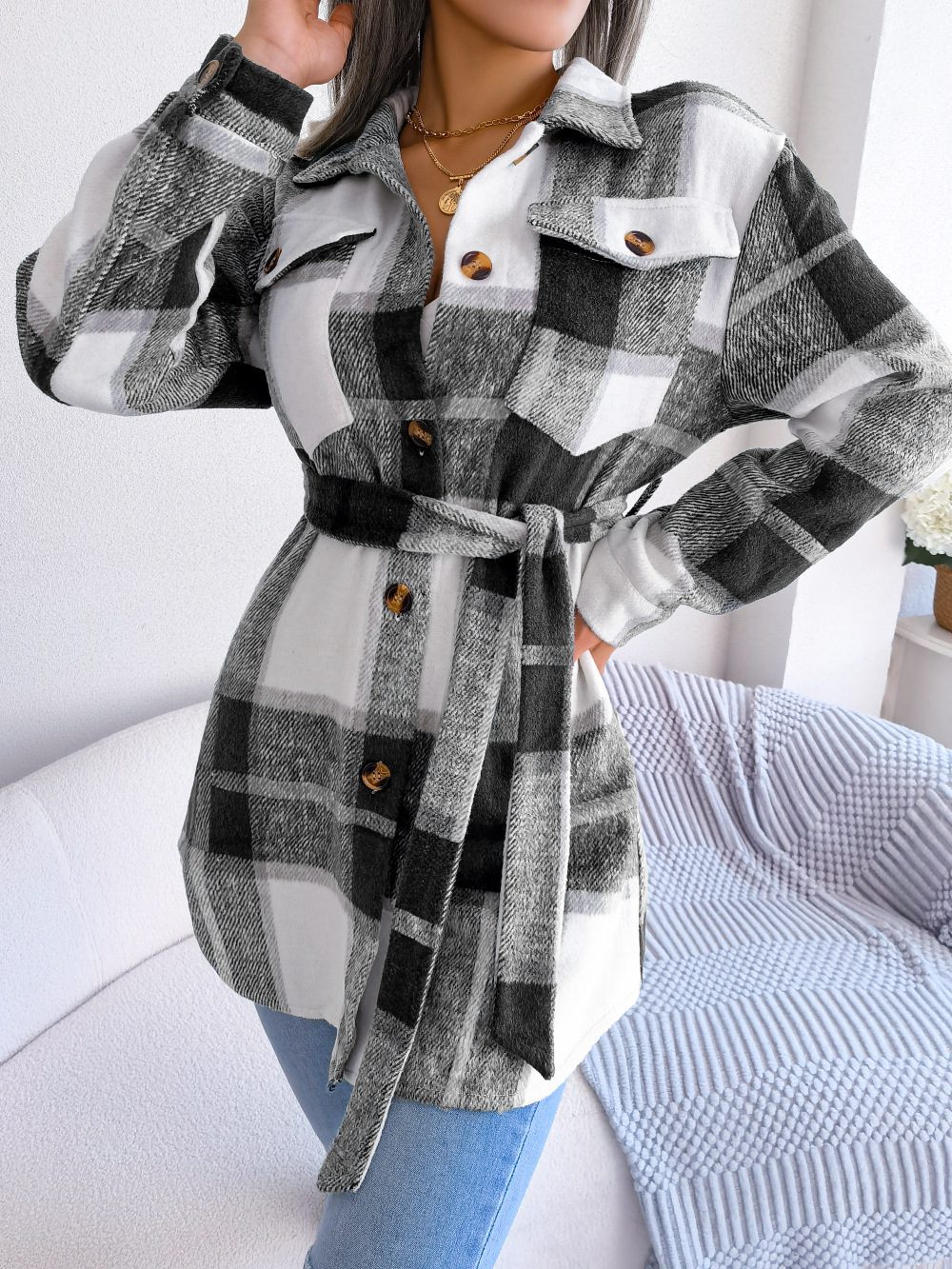 Drune | Plaid Shacket - Polyester-Mischung - Schmeichelhaft und Trendy