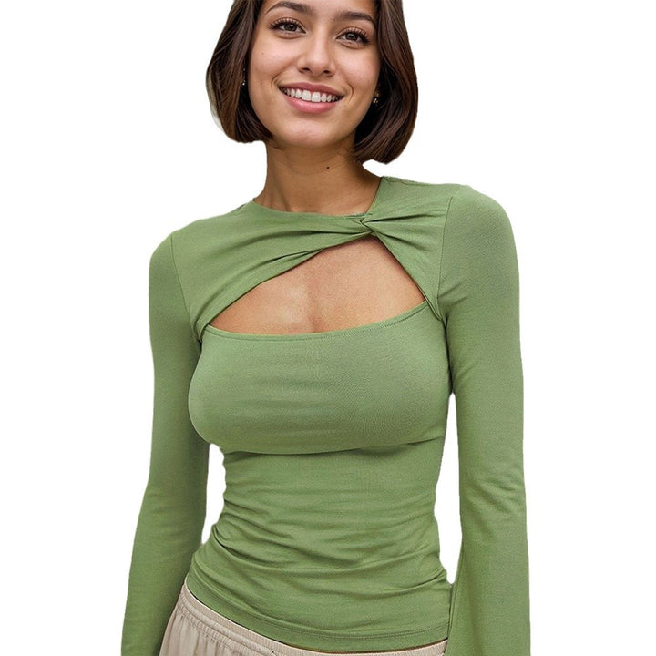 Damen langärmliges Oberteil mit innovativem Twist-Design und raffiniertem Cut-Out Drune