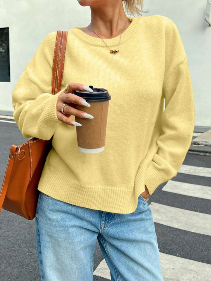 Damen Bequemer Pullover aus feiner Strickqualität mit zeitlosem Rundhalsausschnitt Drune