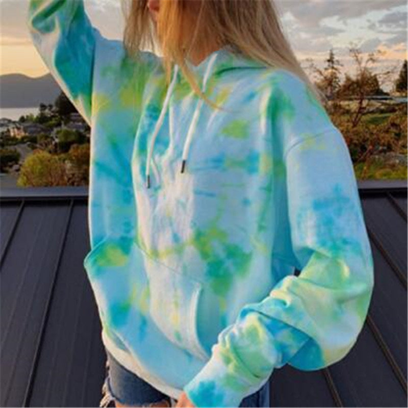 Damen lässiger Kapuzenpullover mit einzigartigem Batikdesign Drune