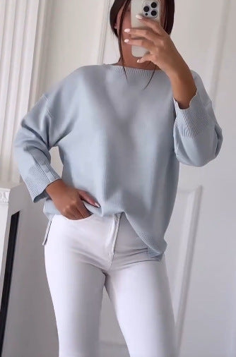 Damen Lässiger Oversized Pullover mit asymmetrischem Schnitt und Knopfdetails Drune